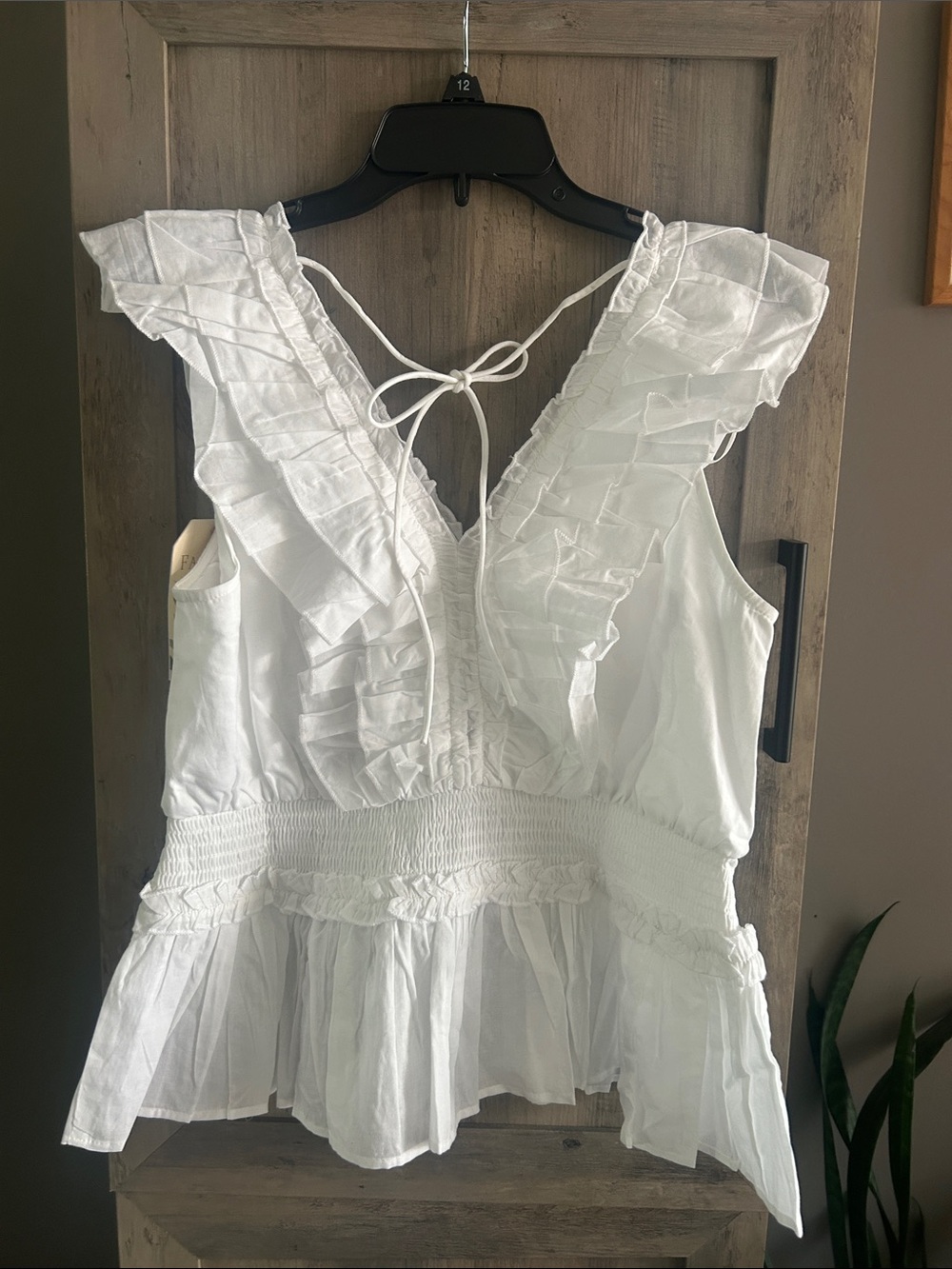 White Cotton Ruffle Top - Picture 4 of 7